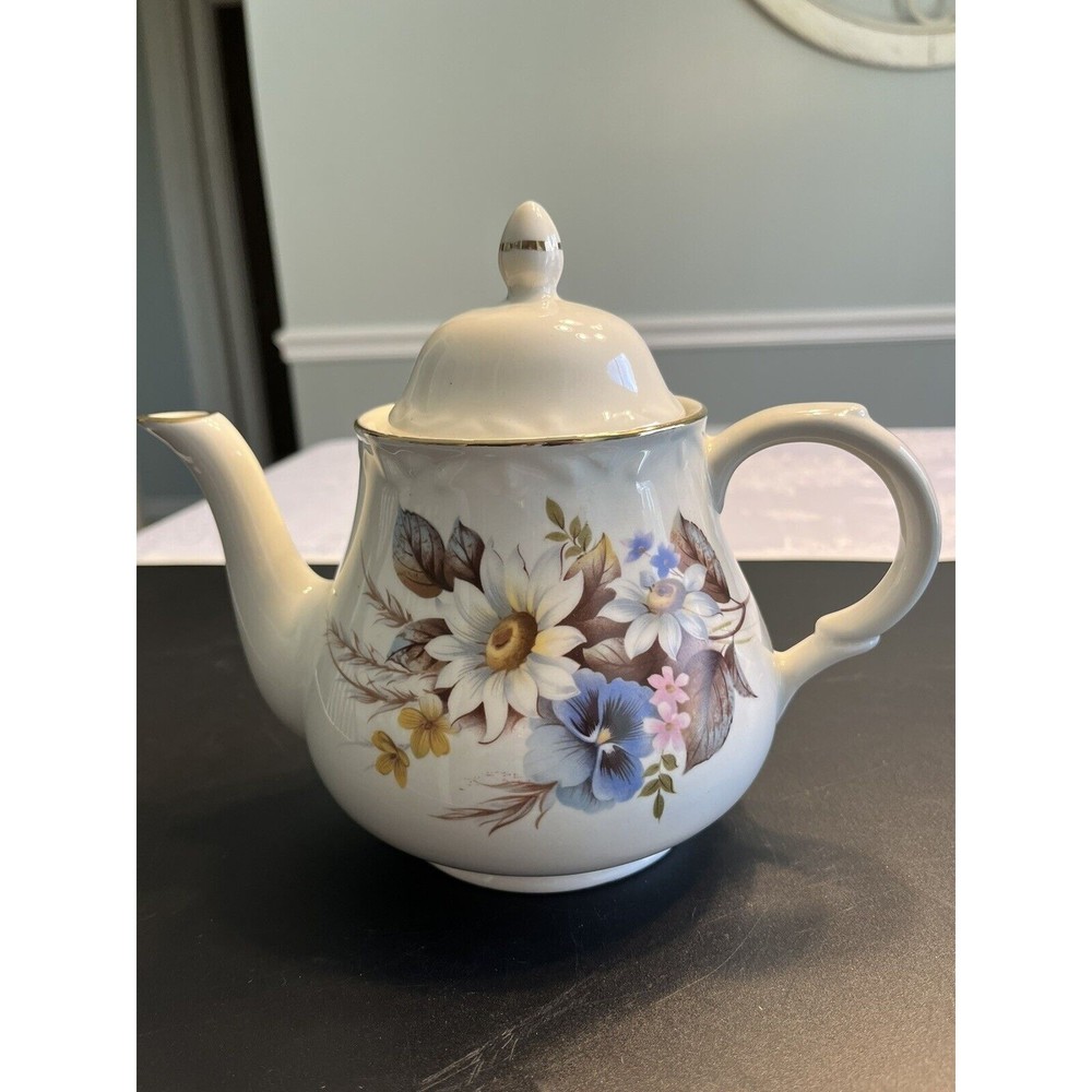Vintage Arthur Wood Porcelain Ceramic Flowers Floral Teapot 5990 ~ England